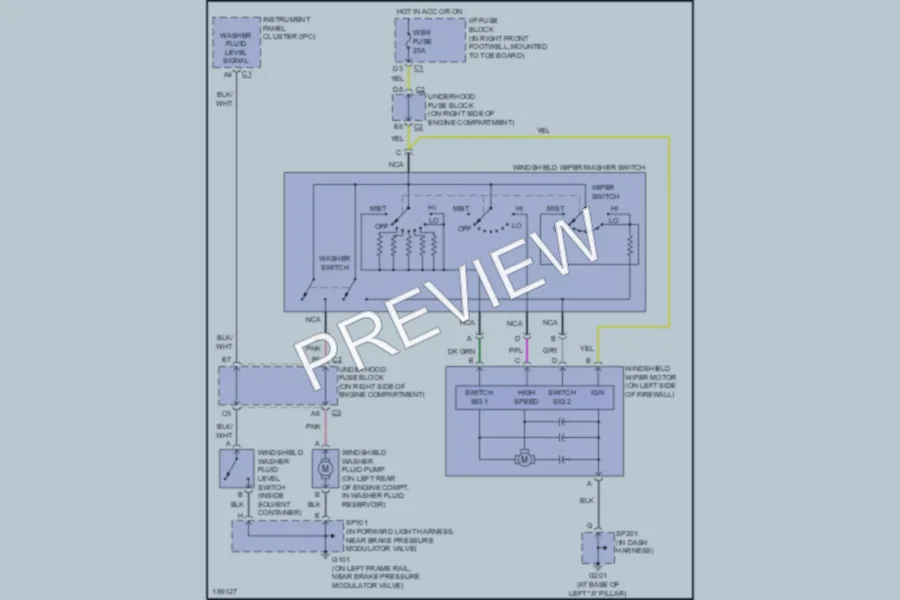 2004 Chevrolet Corvette Wiper Washer wiring diagram preview