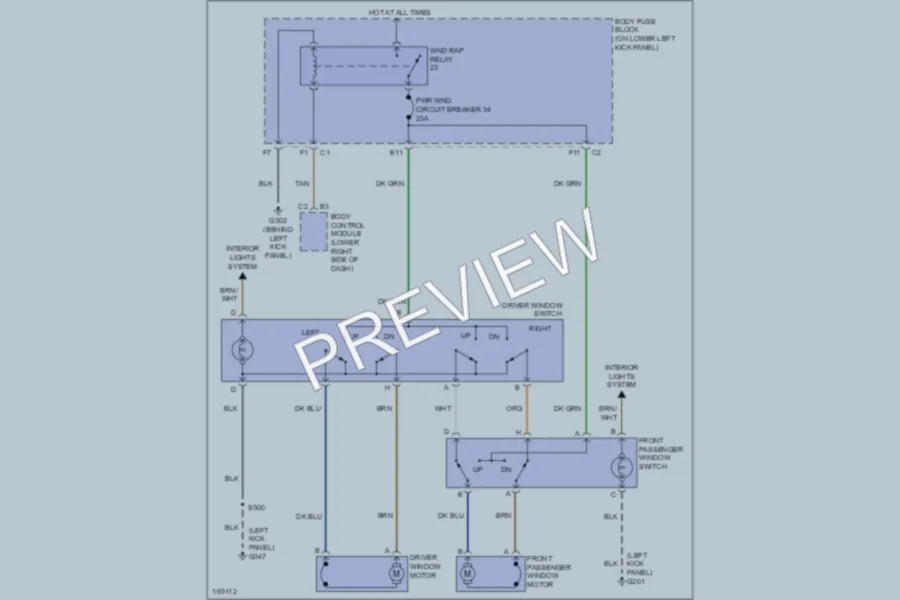 2004 Chevrolet G1500 Power Windows wiring diagram preview