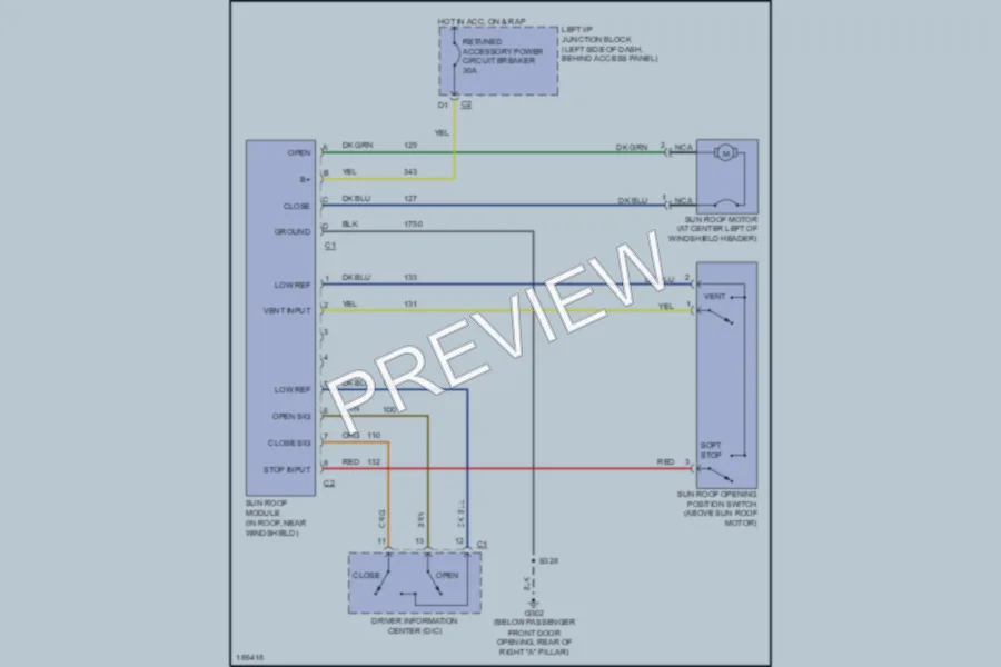 2004 Chevrolet Impala Power Top Sunroof wiring diagram preview