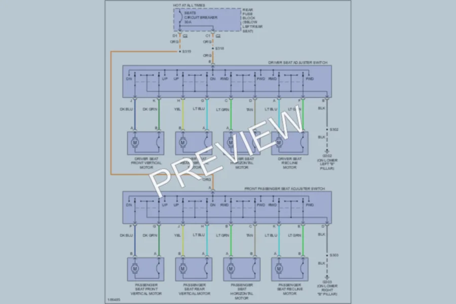 2004 Chevrolet TrailBlazer Power Seats wiring diagram preview