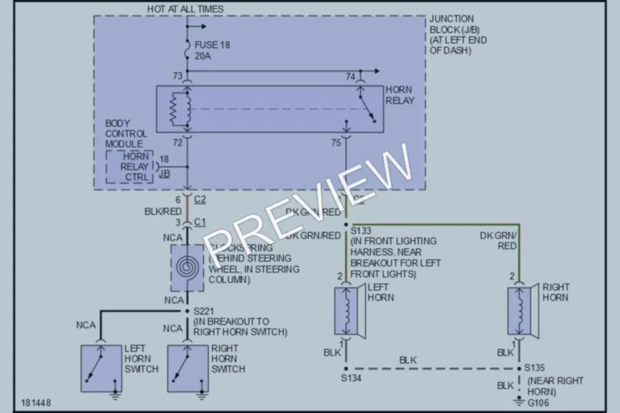 2004 Chrysler Concorde Horn wiring diagram preview