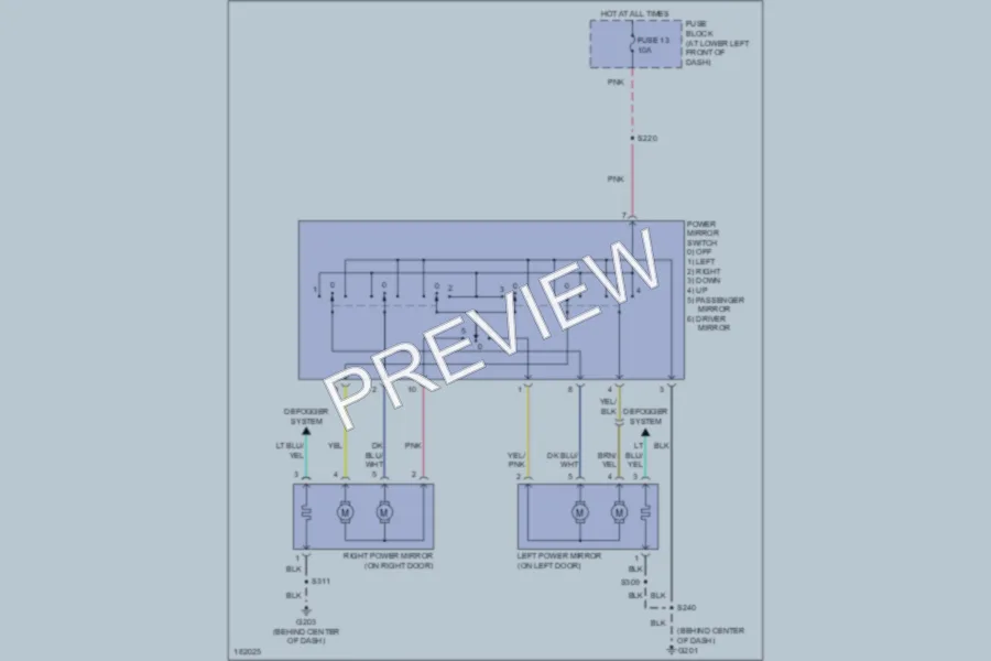 2004 Chrysler PTCruiser Power Mirrors wiring diagram preview