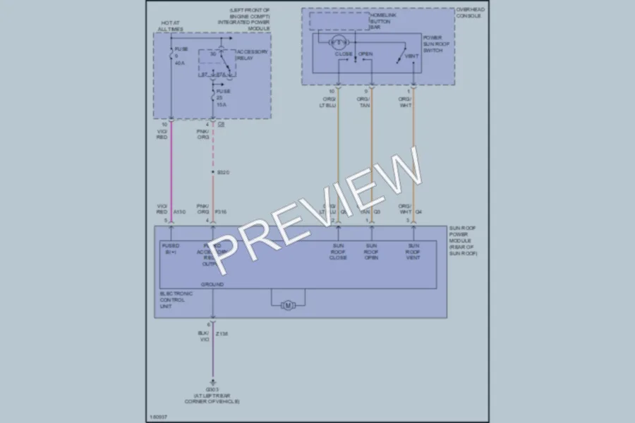 2004 Chrysler Pacifica Power Top Sunroof wiring diagram preview