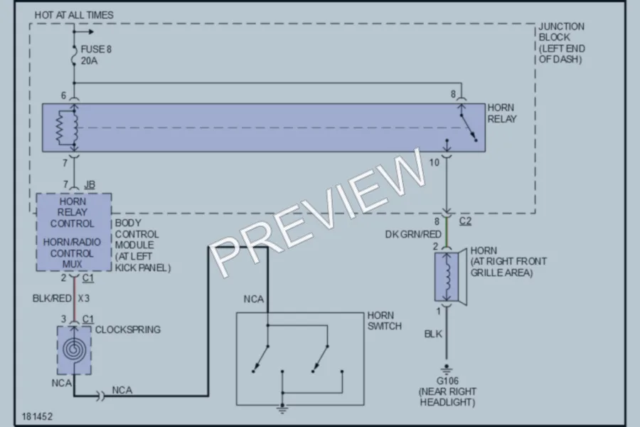 2004 Chrysler 2D Convertible Horn wiring diagram preview