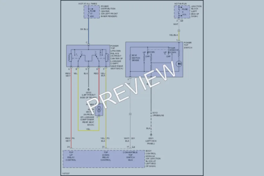 2004 Chrysler 2D Convertible Power Top Sunroof wiring diagram preview