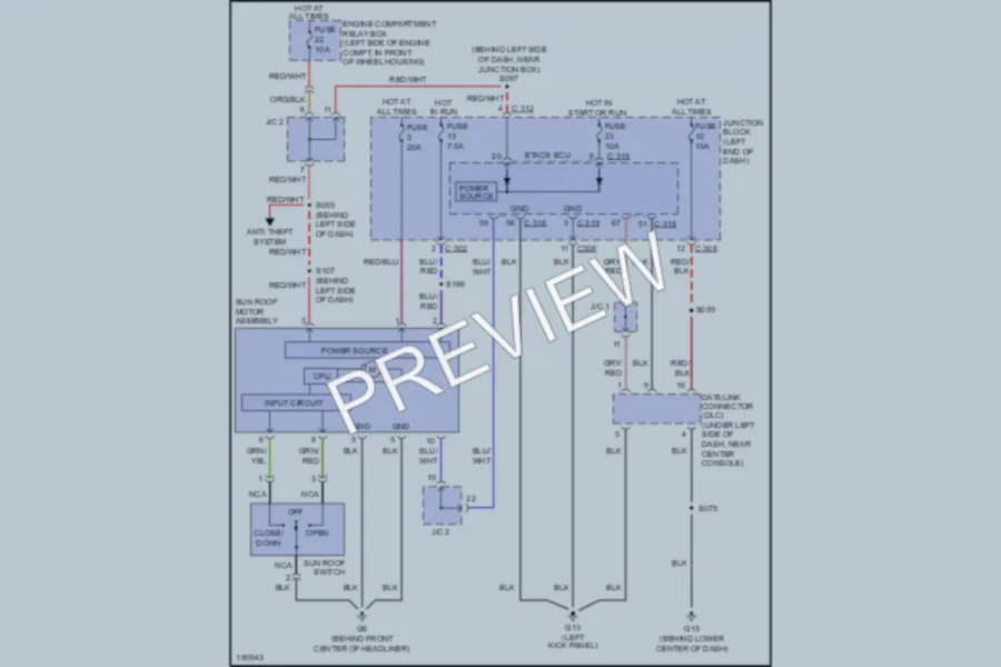 2004 Chrysler 2D Coupe Power Top Sunroof wiring diagram preview