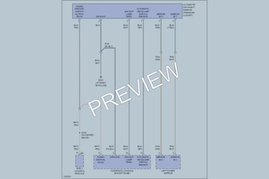 2004 Dodge GrandCaravan Power Mirrors wiring diagram preview