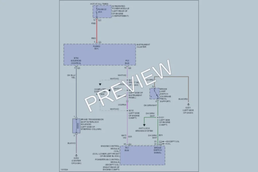 2004 Dodge R1500 Shift Interlock wiring diagram preview