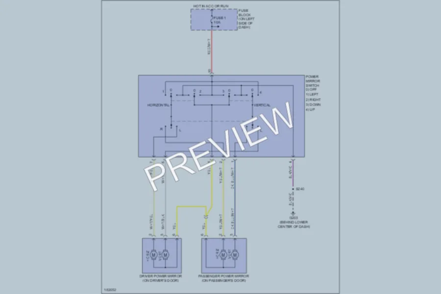 2004 Dodge SX20 Power Mirrors wiring diagram preview