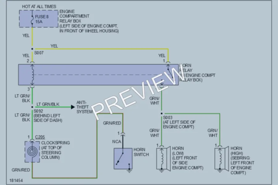 2004 Dodge 2D Coupe Horn wiring diagram preview
