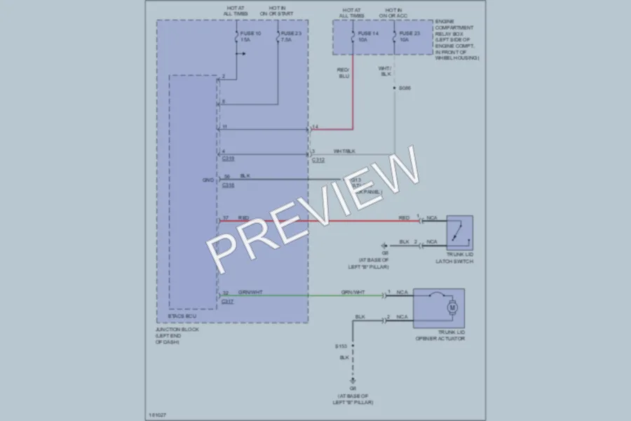2004 Dodge 2D Coupe Trunk Tailgate Fuel Door wiring diagram preview