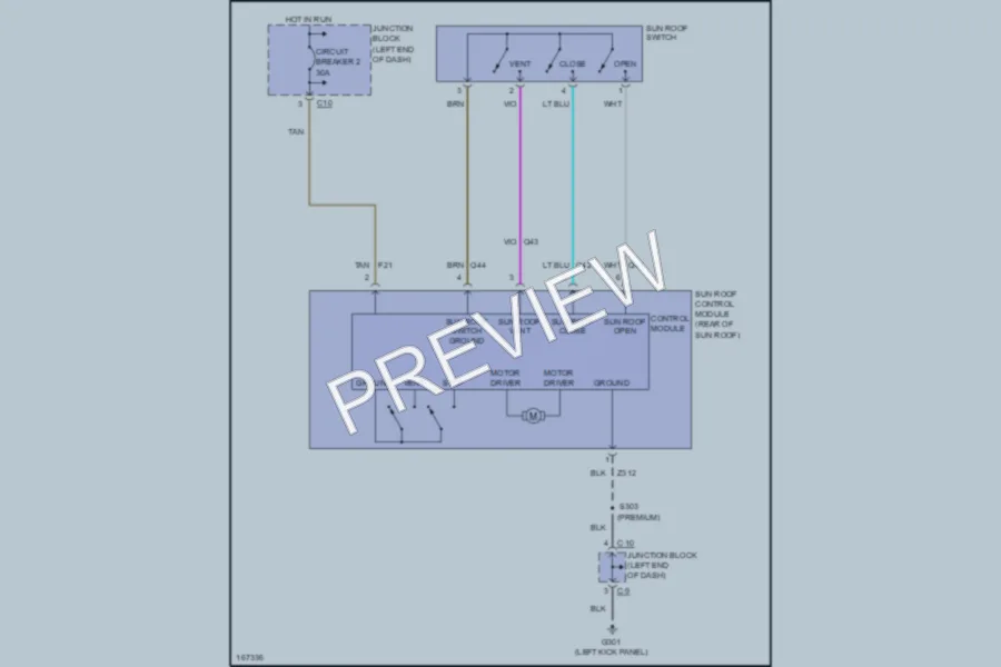 2004 Dodge 4D Sedan Power Top Sunroof wiring diagram preview