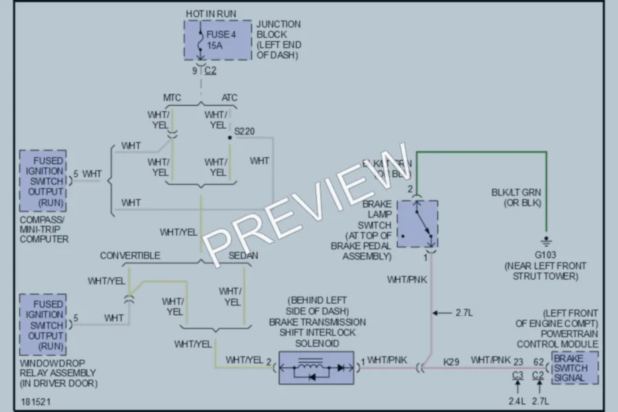 2004 Dodge 4D Sedan Shift Interlock wiring diagram preview