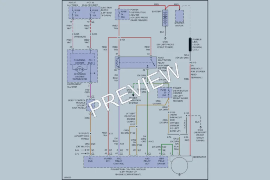 2004 Dodge 4D Sedan Starting Charging wiring diagram preview