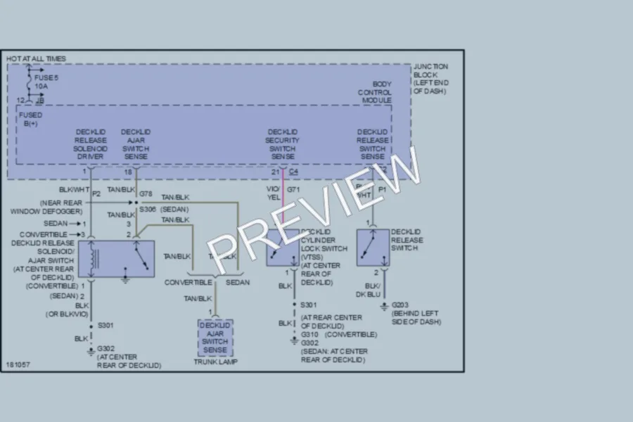2004 Dodge 4D Sedan Trunk Tailgate Fuel Door wiring diagram preview