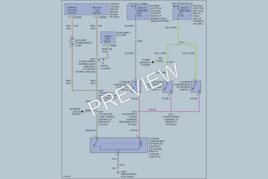2004 Ford CrownVictoria Trunk Tailgate Fuel Door wiring diagram preview