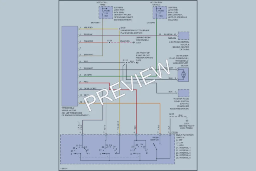 2004 Ford CrownVictoria Wiper Washer wiring diagram preview
