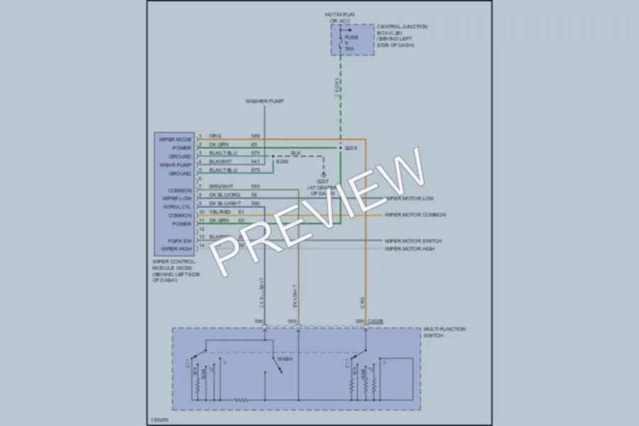 2004 Ford E350 Super Duty Wiper Washer wiring diagram preview