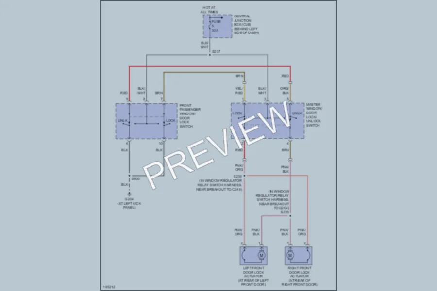 2004 Ford E350 Super Duty Power Door Locks wiring diagram preview