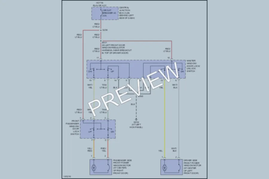 2004 Ford E350 Super Duty Power Windows wiring diagram preview