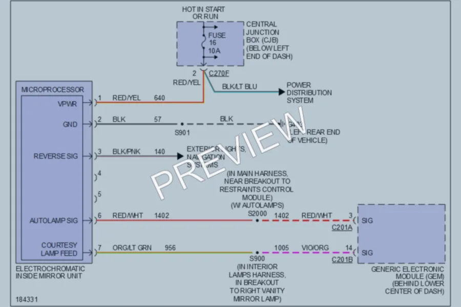 2004 Ford Escape Power Mirrors wiring diagram preview