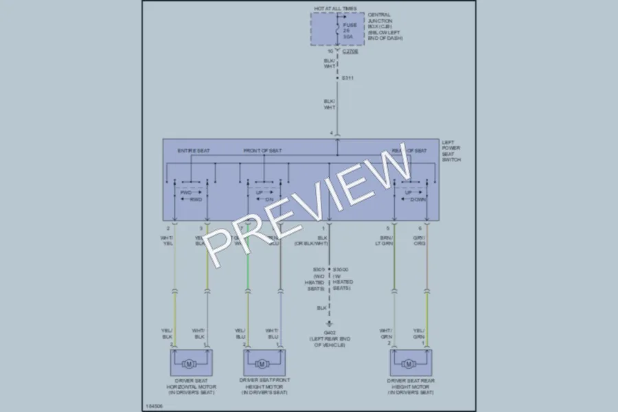 2004 Ford Escape Power Seats wiring diagram preview