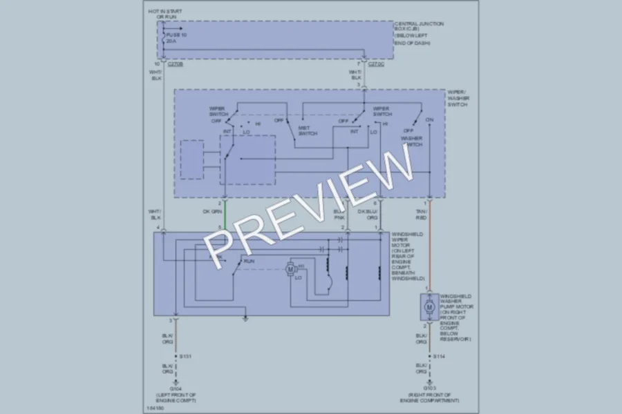 2004 Ford Escape Wiper Washer wiring diagram preview