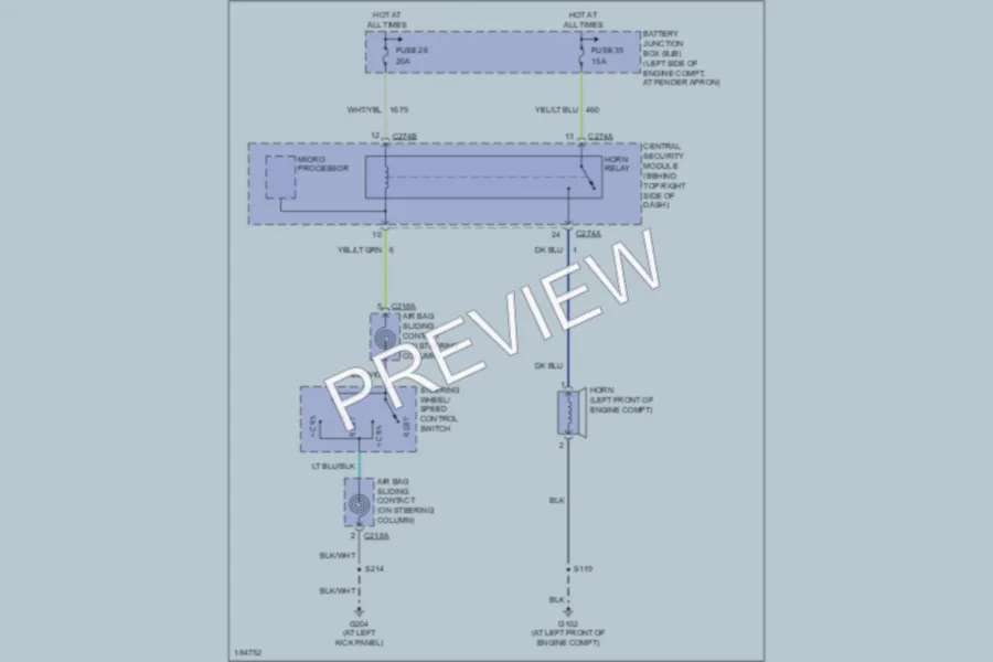 2004 Ford ExplorerSportTrac Horn wiring diagram preview