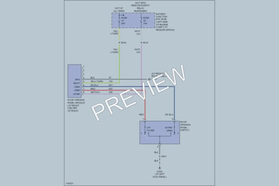2004 Ford ExplorerSportTrac Power Top Sunroof wiring diagram preview