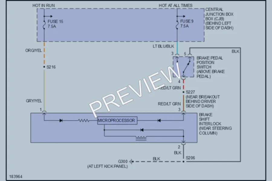2004 Ford ExplorerSportTrac Shift Interlock wiring diagram preview