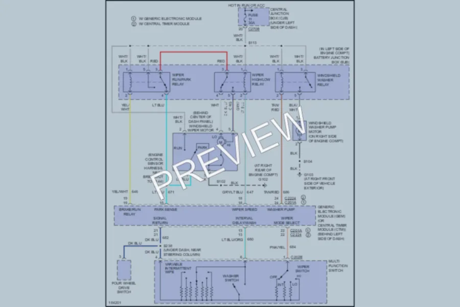 2004 Ford F150 Wiper Washer wiring diagram preview