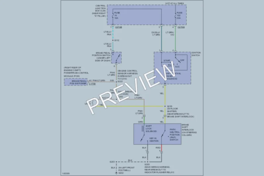 2004 Ford F150 Shift Interlock wiring diagram preview