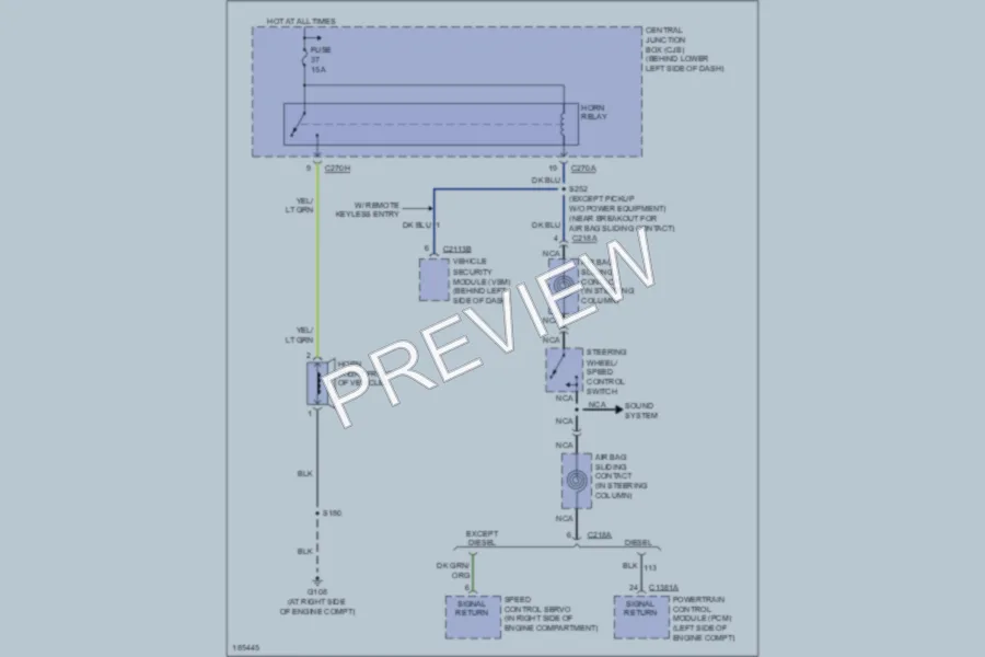 2004 Ford F350 Super Duty Horn wiring diagram preview