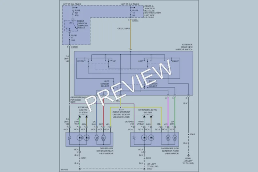 2004 Ford F350 Super Duty Power Mirrors wiring diagram preview