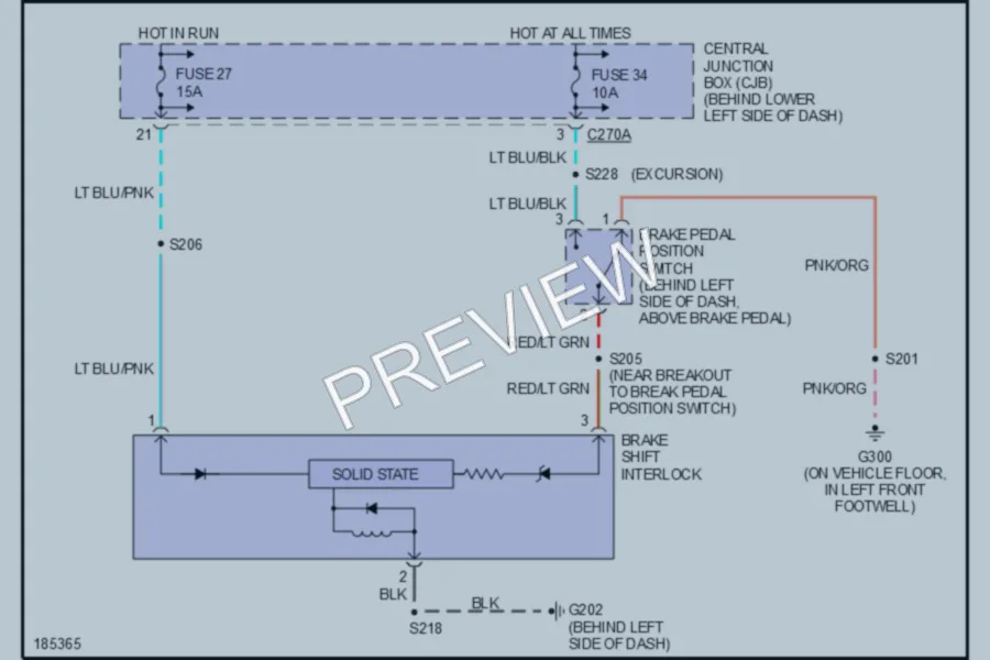 2004 Ford F550ChsCab Shift Interlock wiring diagram preview