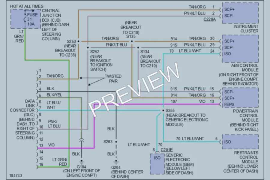 2004 Ford Mustang Computer Data Lines wiring diagram preview