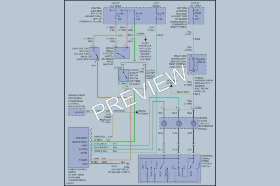 2004 Ford Mustang Cruise Control wiring diagram preview