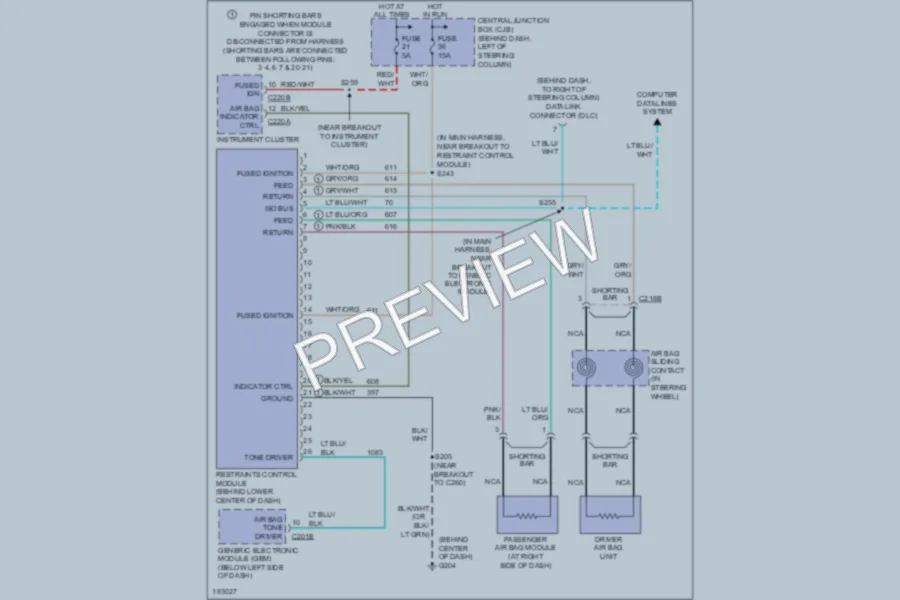 2004 Ford Mustang Supplemental Restraints wiring diagram preview