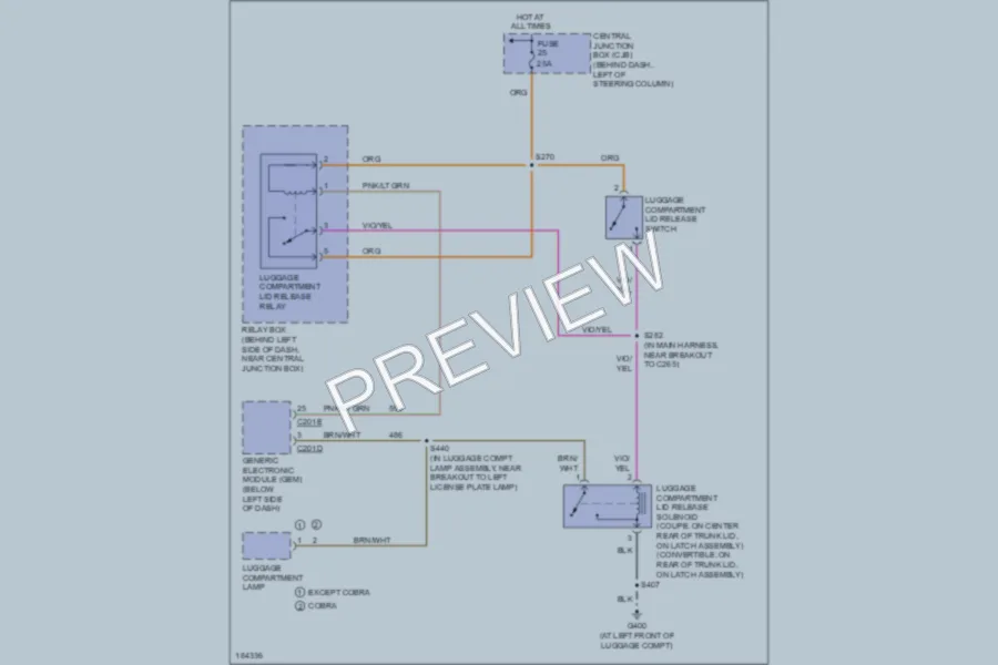 2004 Ford Mustang Trunk Tailgate Fuel Door wiring diagram preview