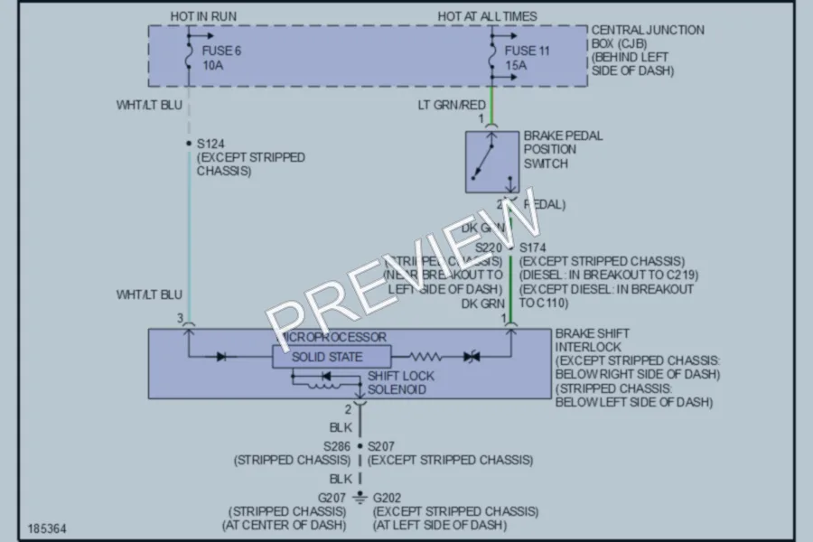 2004 Ford E350 Super Duty Shift Interlock wiring diagram preview