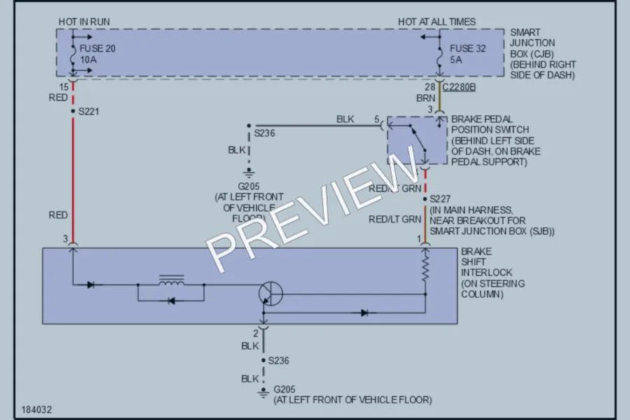 2004 Ford Ranger Shift Interlock wiring diagram preview