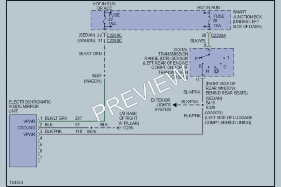 2004 Ford Taurus Power Mirrors wiring diagram preview
