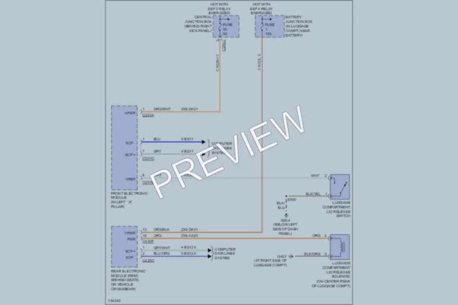 2004 Ford Thunderbird Trunk Tailgate Fuel Door wiring diagram preview