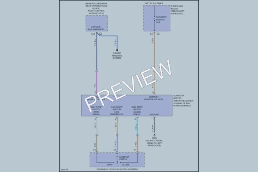 2004 GMC EnvoyXUV Power Top Sunroof wiring diagram preview