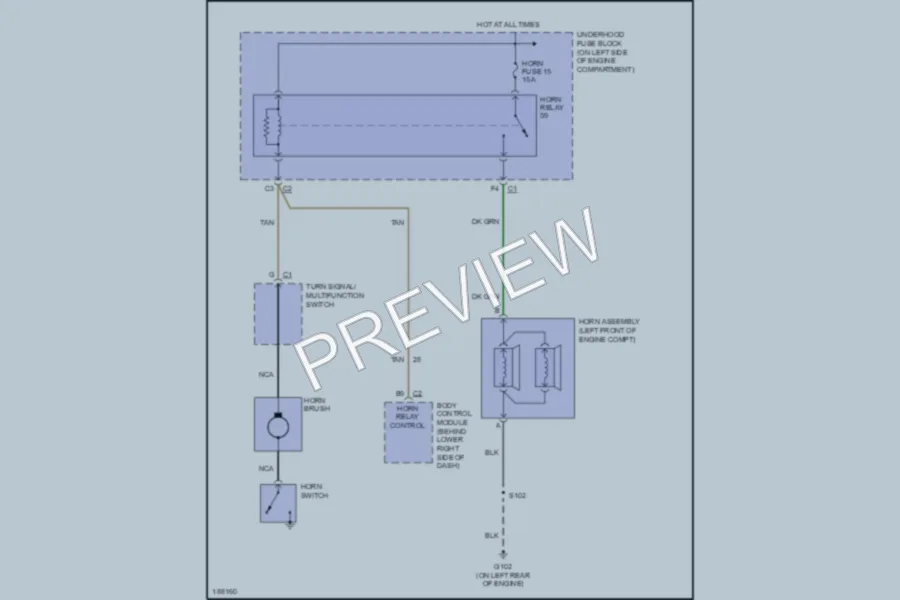 2004 GMC G2500 Horn wiring diagram preview