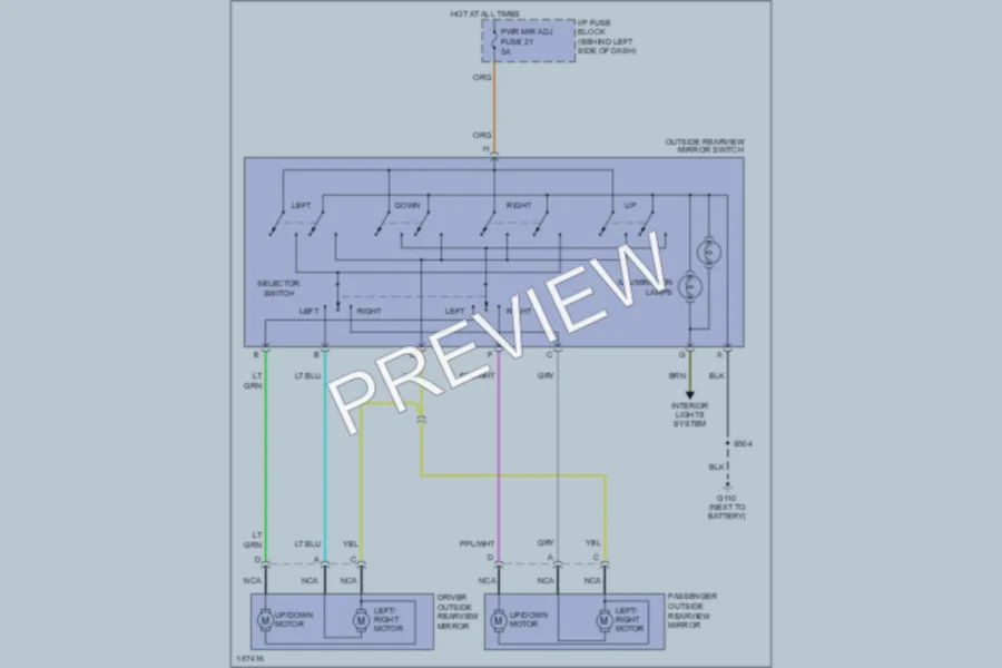 2004 GMC Safari Power Mirrors wiring diagram preview