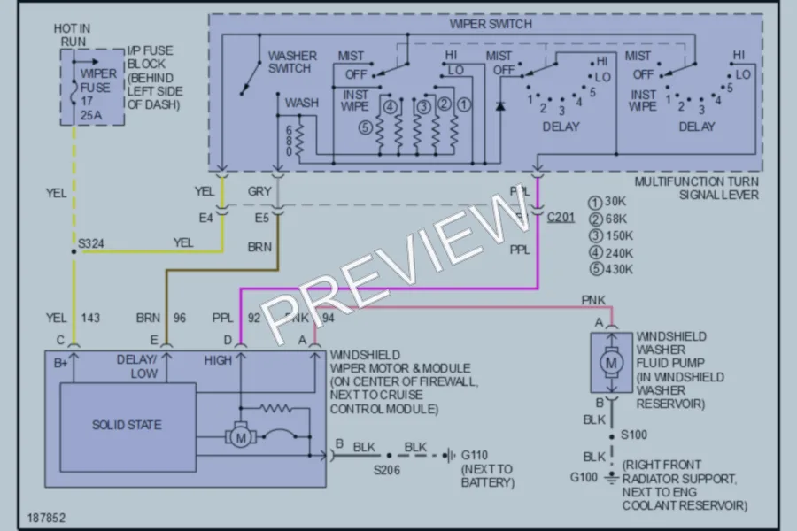 2004 GMC Safari Wiper Washer wiring diagram preview