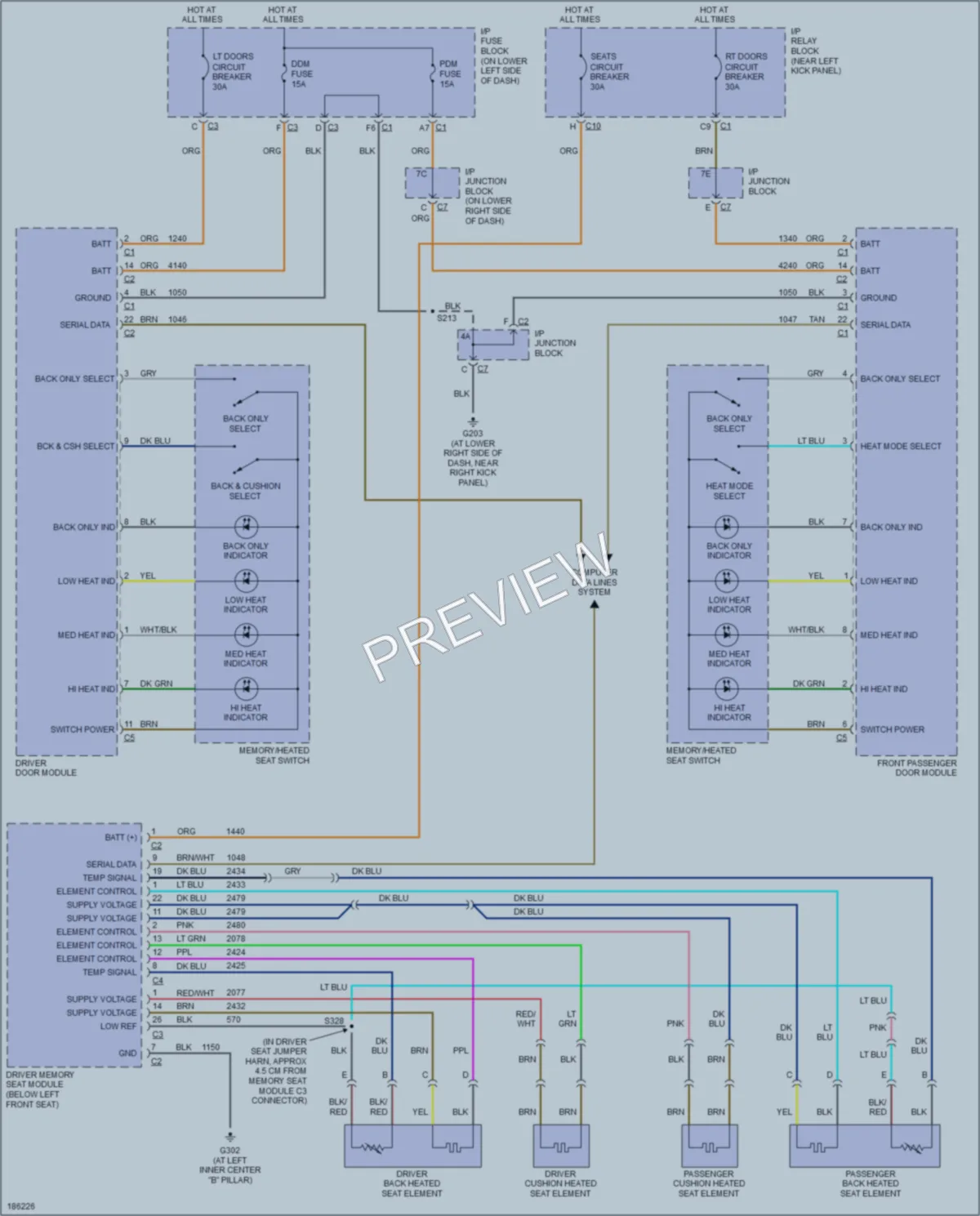 2004 HUMMER H2 Power Seats wiring diagram preview