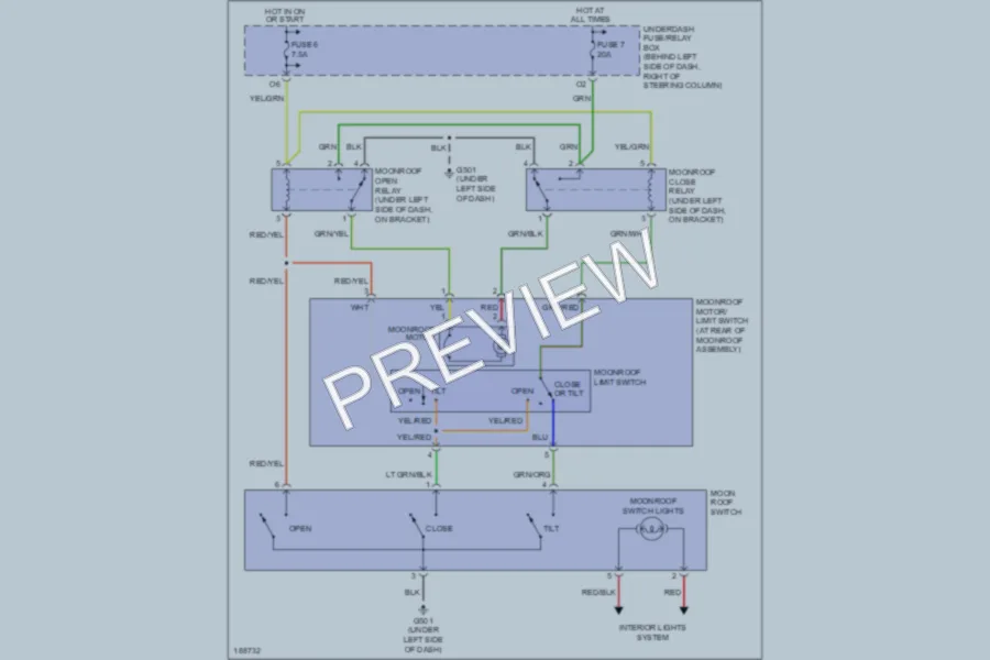 2004 Honda CRV Power Top Sunroof wiring diagram preview