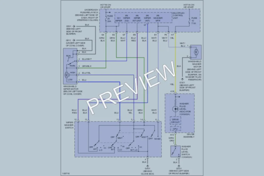 2004 Honda CRV Wiper Washer wiring diagram preview